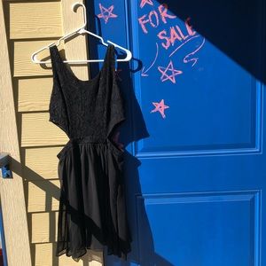 Sparkly black sexy side cut out party dress